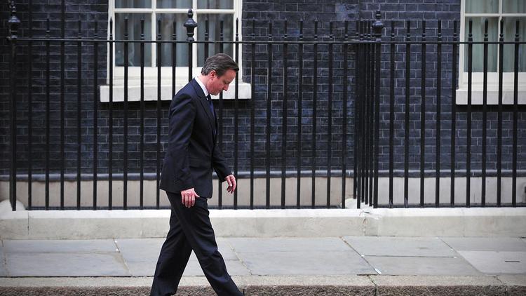 Le Premier ministre britannique David Cameron sur Downing Street au centre de Londres le 9 avril 2014  [Carl Court / AFP/Archives]