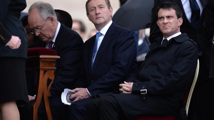 Le Premier ministre français Manuel Valls au Vatican, lors de la canonisation de Jean XXIII and Jean Paul II, le 27 avril 2014 [Filippo Monteforte / AFP]