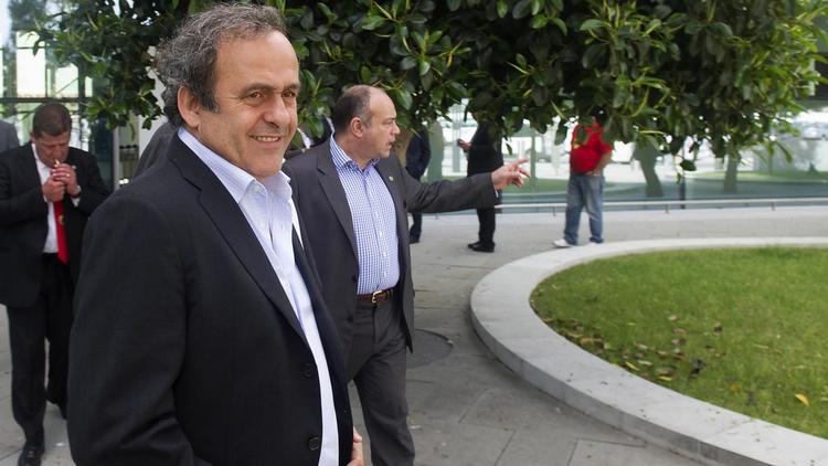 Michel Platini, président de l'UEFA, à Gibraltar le 10 mai 2014. [Marcos Moreno / AFP]