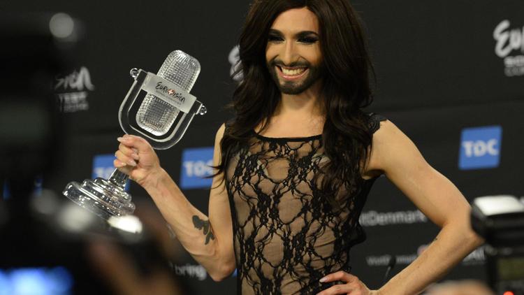 Conchita Wurst remporte l'Eurovision le 10 mai 2014 à Copenhague [Jonathan Nackstrand / AFP]