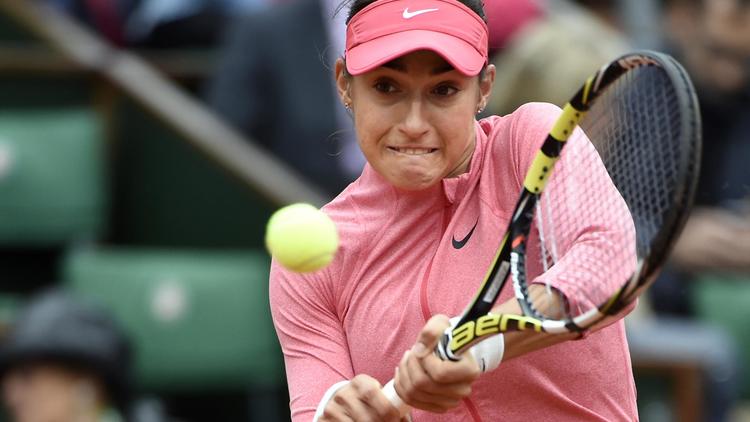 La Française Caroline Garcia face à l'Américaine Sloane Stephens à Roland-Garros, le 27 mai 2014, s'est qualifié dans la douleur à Wimbledon aux dépens de Sara Errani [ / AFP/Archives]