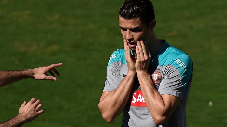 Le Portugais Cristiano Ronaldo à l'entraînement à Campinas, le 12 juin 2014 [ / AFP]
