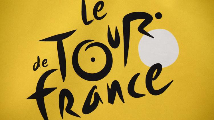 Le logo officiel du Tour de France, dévoilé lors de la présentation de la Grande Boucle, le 3 juillet 2014 à Leeds [ / AFP/Archives]
