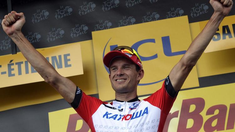 Le Norvégien Alexander Kristoff, victorieux de la 12e étape du Tour de France, le 17 juillet 2014 entre Bourg-en-Bresse et Saint-Etienne [Eric Feferberg / AFP]