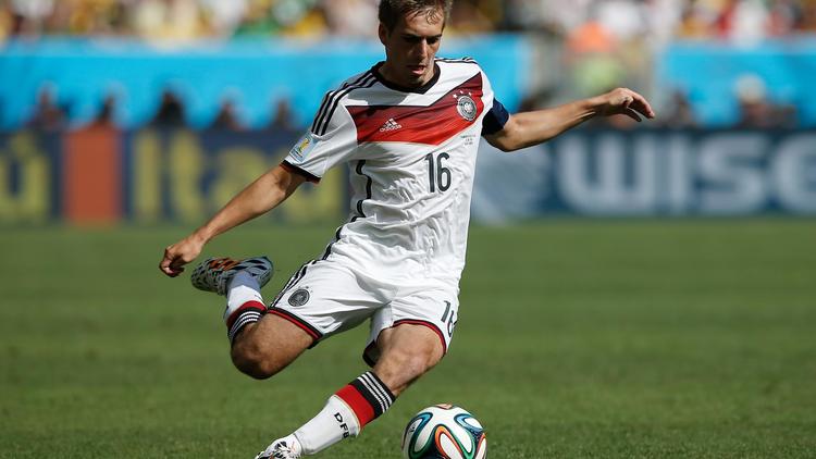 Le futur ex-capitaine de la sélection allemande Philipp Lahm lors du quart de finale de la Coupe du monde contre la France, le 4 juillet 2014 à Rio de Janeiro [Adrian Dennis / AFP]