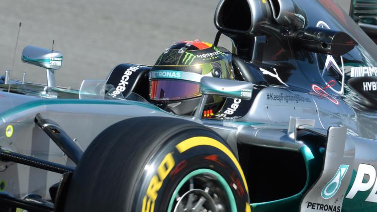 Le pilote allemand Nico Rosberg (Mercedes) lors des essais libres du GP d'Allemagne, le 18 juillet 2014, à Hockenheim [Christof Stache / AFP]