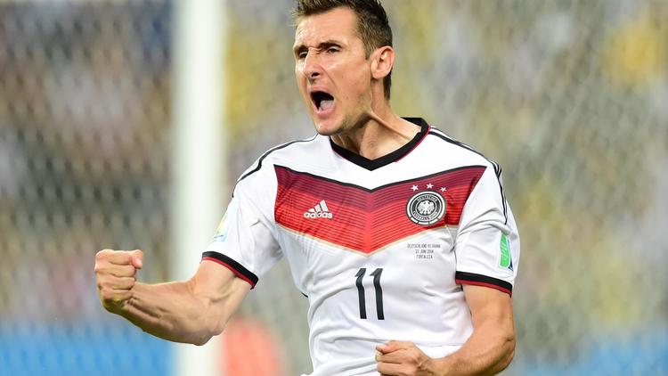 Miroslav Klose lors du match de Coupe du Monde entre l'Allemagne et le Ghana, dans le groupe G, le 21 juin 2014 à Fortaleza [Javier Soriano / AFP]