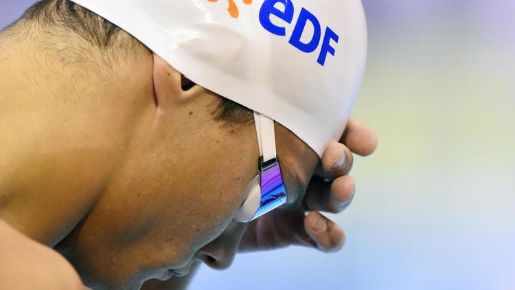 Florent Manaudou avant la finale du 50 m papillon des Championnats d'Europe de natation le 19 août 2014 à Berlin [ / AFP]