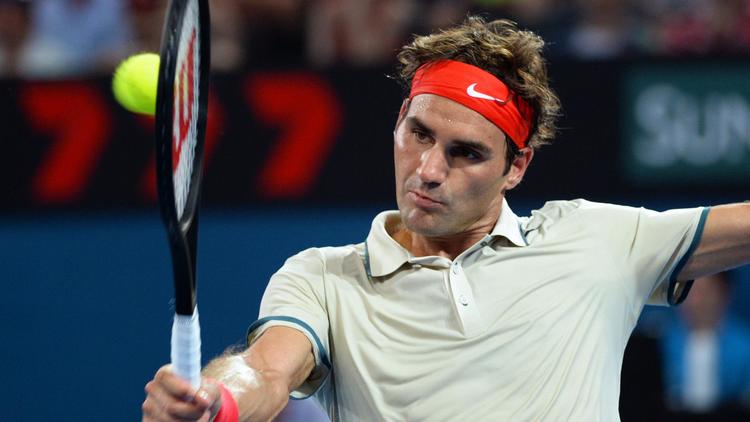 Le Suisse Roger Federer lors de la demi-finale du tournoi de Brisbane contre Jérémy Chardy le 4 janvier 2014 à Brisbane [William West / AFP]
