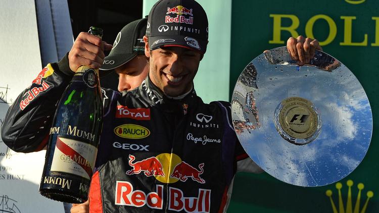 Le pilote Australien Daniel Ricciardo (Red Bull-Renault) deuxième du Grand Prix d'Australie de Formule 1 le 16 mars 2014 à Melbourne [Saeed Khan / AFP]