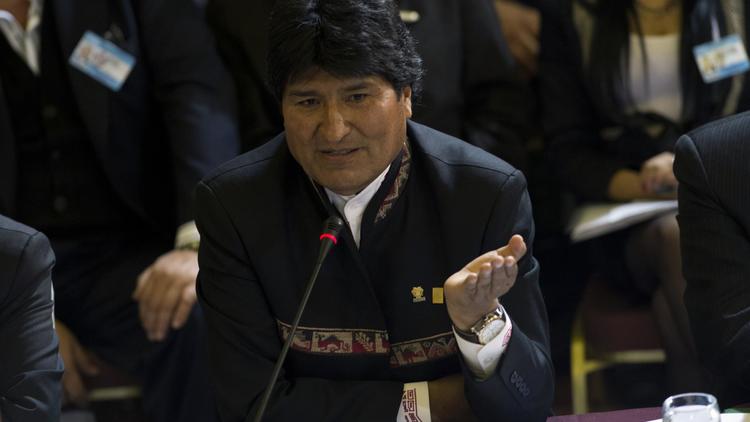 Le président bolivien Evo Morales, le 12 juillet 2013 à Montevideo en Uruguay [Pablo Porciuncula / AFP]