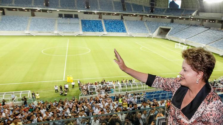 La présidente brésilienne Dilma Rousseff lors de l'inauguration du stade Arena Dunas le 22 janvier 2014 à Natle   [Roberto Stuckert / Présidende/AFP]
