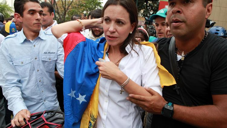 Maria Corina Machado, députée vénézuélienne d'opposition destituée, à Caracas le 1er avril 2014 [Federico Parra / AFP]