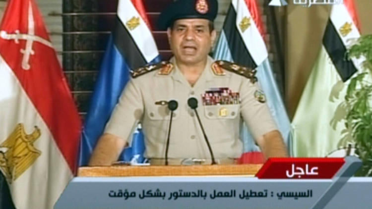 Capture d'écran du chef de l'armée égyptienne, le général Abdel Fattah al-Sissi, le 3 juillet 2013 au Caire