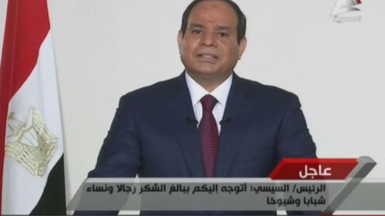 Capture d'écran en date du 26 mars 2014 d'Abdel Fattah al-Sissi lors d'une allocution à la télévision égyptienne  [- / TV égyptienne/AFP/Archives]