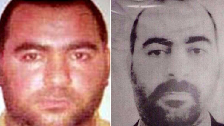 Photo montage réalisé à partir de photos du ministère des Affaires étrangères américain diffusée le 12 juin 2014, montrant Abu Baqr al-Baghdadi, dirigeant de L'EEIL (Etat islamique en Irak et au Levant) [HO - / HO/Ministère des AE américain/Ministère de l'Intérieur irakien/AFP]