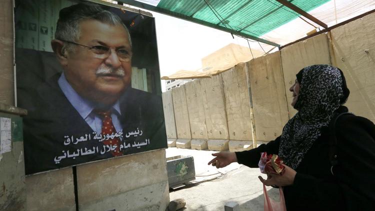 Portrait du président irakien Jalal Talabani à Bagdad le 19 juillet 2014 [Sabah Arar / AFP/Archives]