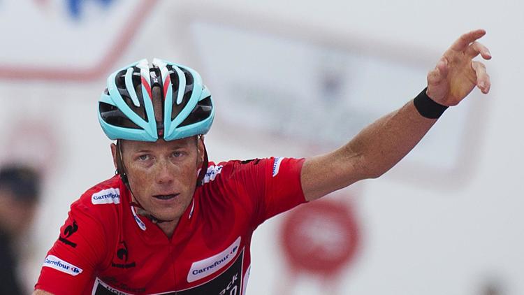 L'Américain Chris Horner, vainqueur du Tour d'Espagne, le 14 septembre 2013 à Angliru [Jaime Reina / AFP]