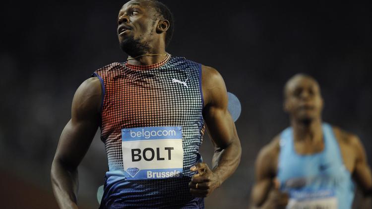Le Jamaïcain Usain Bolt lors du 100 m du meeting de Bruxelles le 6 septembre 2013 [John Thys / AFP]
