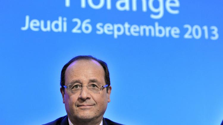 Le président François Hollande à Florange pour rencontrer les salariés d'ArcelorMittal, le 26 septembre 2013  [Nicolas Bouvy / Pool/AFP]
