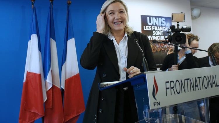 Le présidente du FN Marine Le Pen présente ses voeux à la presse, le 7 janvier 2014 à Nanterre, près de Paris [Thomas Samson / AFP]