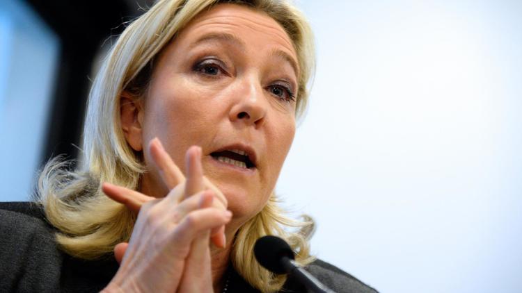 La présidente du Front national Marine Le Pen lors d'une conférence de presse à Paris, le 21 janvier 2014 [Bertrand Guay / AFP/Archives]