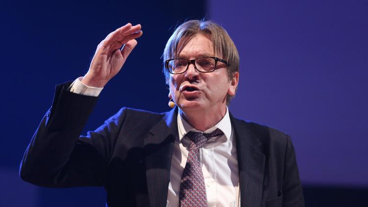 Guy Verhofstadt, le leader des libéraux européens, à Bruxelles le 1er février 2014 [Nicolas Maeterlinck / Belga/AFP/Archives]