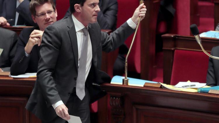 le ministre de l'Intérieur Manuel Valls à l'Assemblée nationale le 25 février 2014 [Jacques Demarthon / AFP]