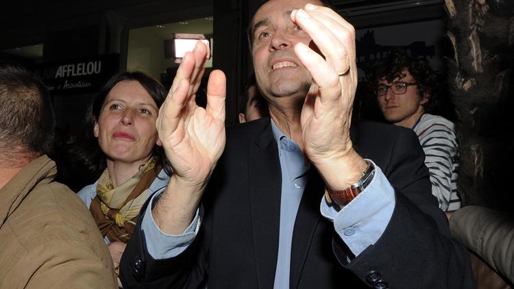 Robert Ménard, soutenu par le Front national, à l'issue du 2e tour des Municipales à Béziers, le 30 mars 2014 [Sylvain Thomas / AFP/Archives]
