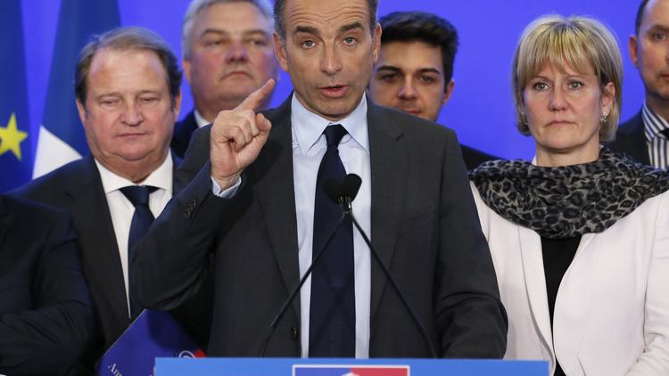 Jean-Francois Copé au siège de l'UMP au soir du second tour des municipales le 30 mars 2014 à Paris  [Patrick Kovarik / AFP]
