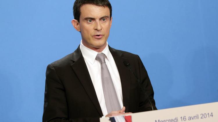 Manuel Valls lors de son intervention après le Conseil des ministres, le 16 avril 2014 à Paris [Philippe Wojazer / Pool/AFP]