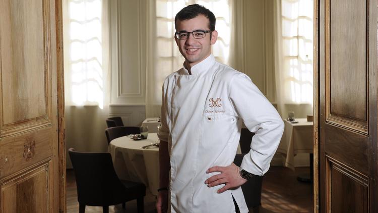 Le jeune chef étoilé Oscar Garcia dans son restaurant "La Maison d'Uzès", dans le sud de la France, le 7 avril 2014 [Sylvain Thomas / AFP]