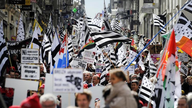 Manifestation pour le rattachement du département de Loire atlantique à la région Bretagne, le 19 avril 2014 à Nantes [Jean-Sébastien Evrard / AFP/Archives]
