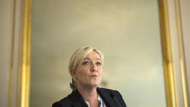 Marine Le Pen lors d'une conférence de presse le 22 avril 2014 à Paris [Lionel Bonaventure / AFP/Archives]