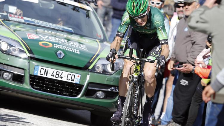 Le Français Pierre Rolland lors de la 19e étape du Tour d'Italie, le 30 mai 2014 entre Bassano del Grappa et Cima Grappa [Luk Benies / AFP]