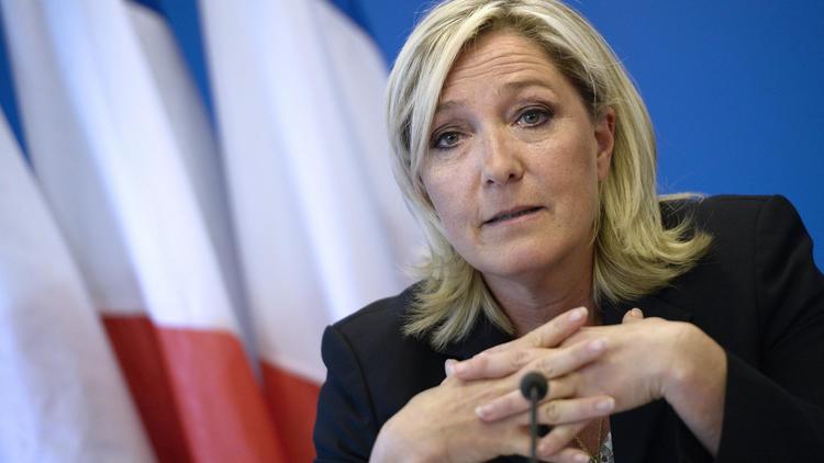 La présidente du Front national, Marine Le Pen, le 25 juin 2014, lors d'une conférence de presse au siège du FN à Nanterre, dans la banlieue parisienne [Stéphane de Sakutin / AFP/Archives]