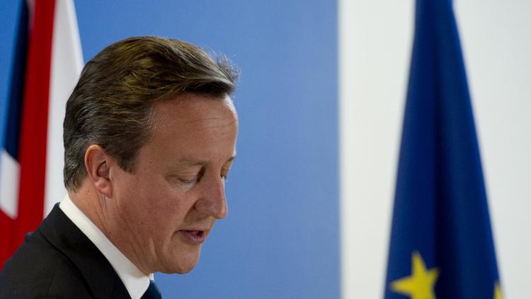 Le Premier ministre britannique David Cameron lors d'une conférence de presse le 27 juin 2014 à Bruxelles [Alain Jocard / AFP]