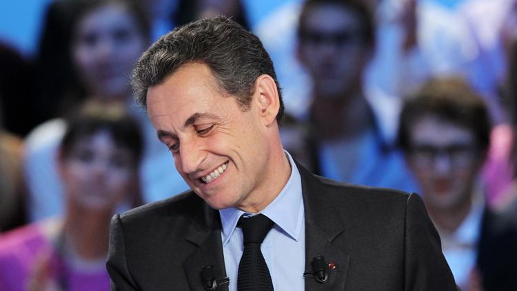 Nicolas Sarkozy sur le plateau de l'émission "Le grand journal" de Canal+ à Paris, le 3 mai 2012 [Kenzo Tribouillard / AFP/Archives]