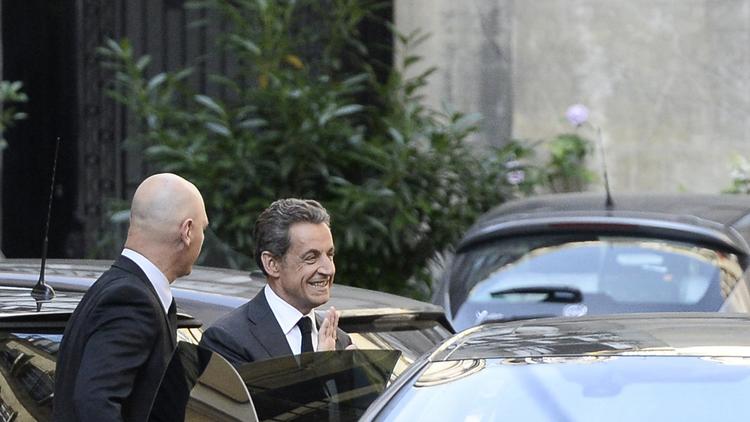 Nicolas Sarkozy à Paris le 2 juillet 2014 après son interview sur Europe 1 et TF1  [Stéphane de Sakutin / AFP]
