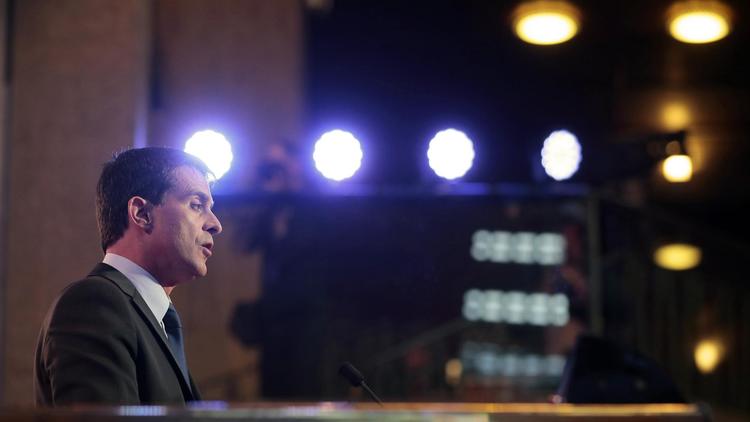 Manuel Valls devant la Conférence sociale au palais d'Iena à Paris, le 8 juillet 2014 [Jacques Demarthon / AFP]