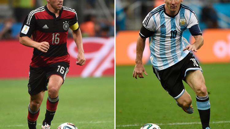 Le défenseur allemand Philipp Lahm (g) et l'attaquant argentin Lionel Messi  [Patrick Stollarz, Pedro Ugarte / AFP]