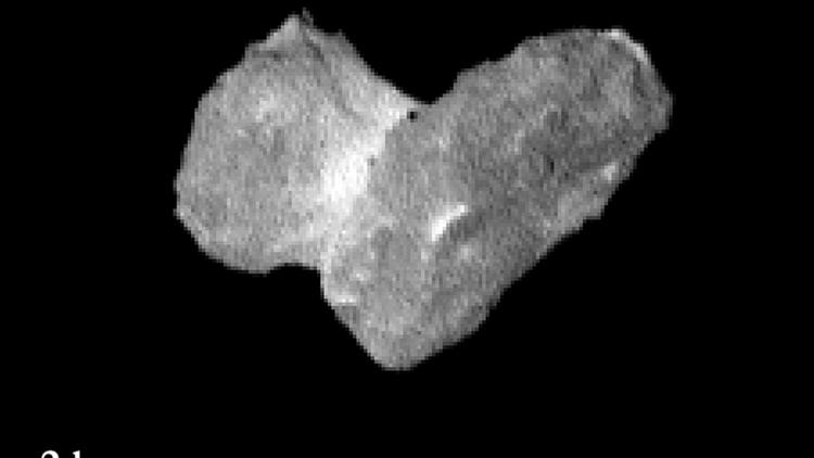 L'image réalisée par l'Agence spatiale européenne le 31 juillet 2014  montre la comète Tchourioumov-Guérassimenko, cible de la sonde Rosetta, à une distance de 1.950 km le 29 juillet 2014 [ / ESA/AFP]
