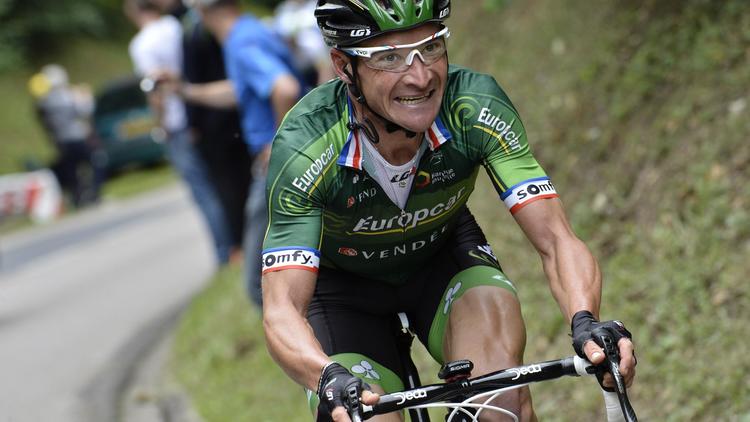Thomas Voeckler entre Epernay et Nancy, lors du Tour de Francele 11 juillet 2014 [Jeff Pachoud / AFP]