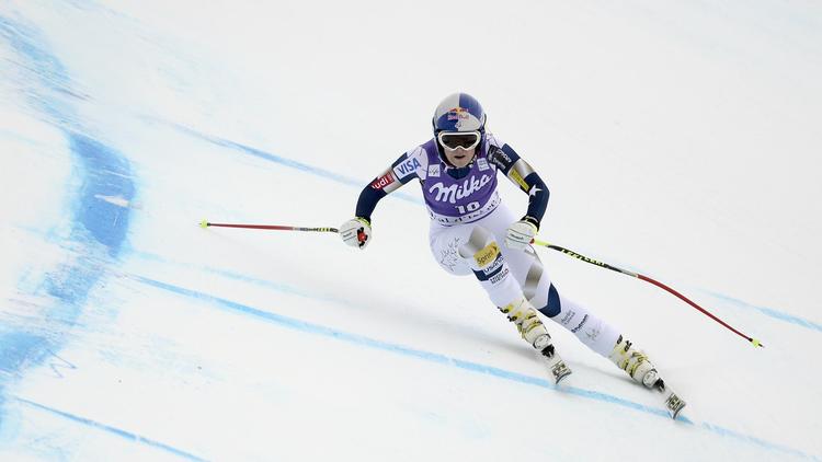 La skieuse américaine Lindsey Vonn lors d'une descente d'entraînement à Val d'Isère, le 19 décembre 2013 [Franck Fife / AFP/Archives]