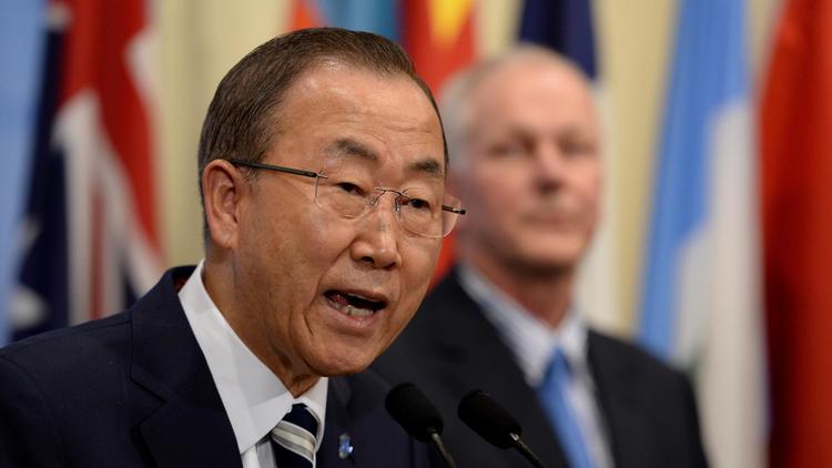 Le secrétaire général de l'ONU Ban Ki-moon, le 16 septembre 2013 à l'ONU, à New York [Stan Honda / AFP]