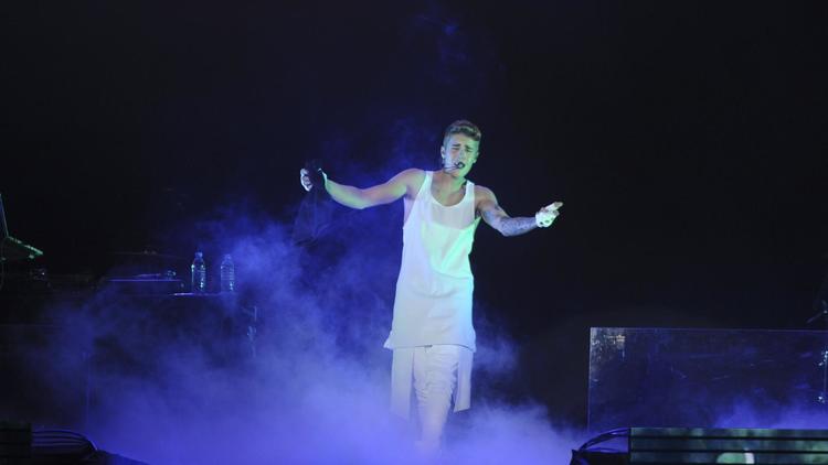 Justin Bieber, lors d'un concert à Asuncion, au Paraguay, le 6 novembre 2013 [Norberto Duarte / AFP/Archives]