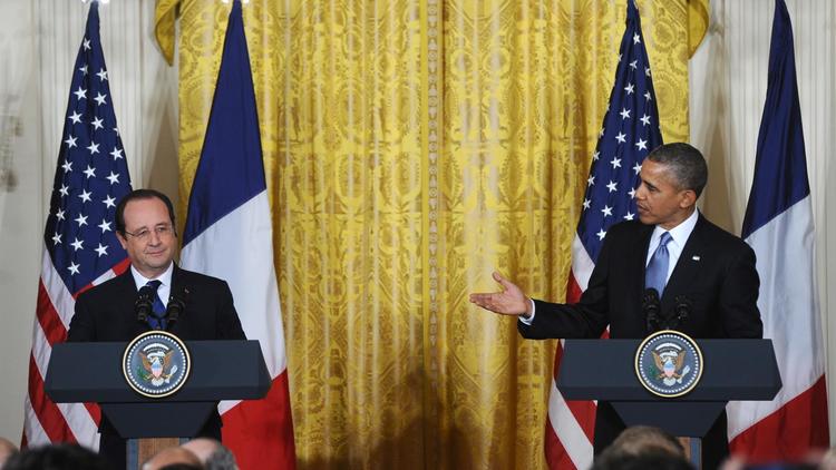 François Hollande et Barack obama durant leur conférence de presse commune le 11 février 2014 lors de la visite officielle du président français à Washington [Jewel Samad / AFP/Archives]