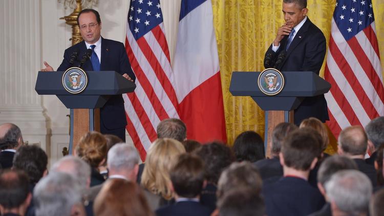 François Hollande durant une conférence de presse avec Barack Obama, le 11 février 2014 à la Maison Blanche [Mandel Ngan / AFP]