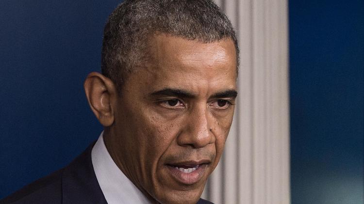 Le président Barack Obama s'exprime sur la situation en Ukraine, à la Maison Blanche, le 18 juillet 2014 [Nicholas Kamm / AFP]