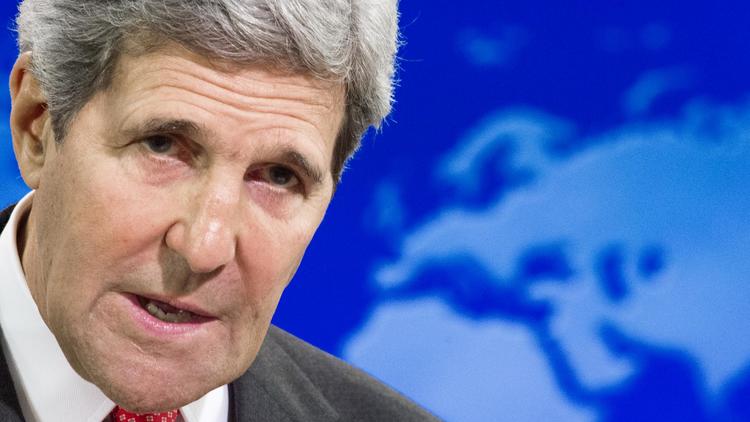 John Kerry, le secrétaire d'Etat américain, le 28 juillet 2014 à Washington lors d'une conférence de presse [Paul J. Richards / AFP]
